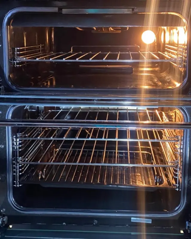 A double oven after professional cleaning